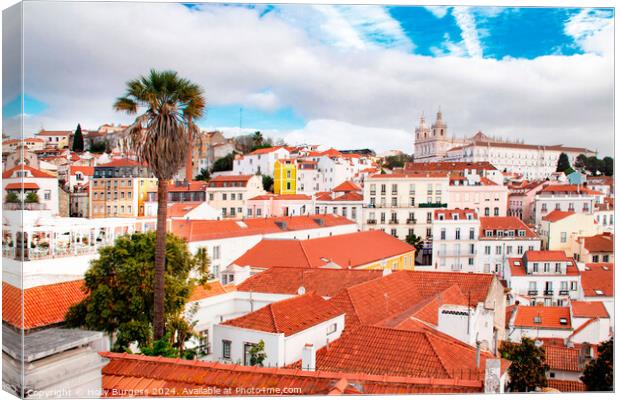 Roof tops leading to the center of Lisbon Portugal  Canvas Print by Holly Burgess