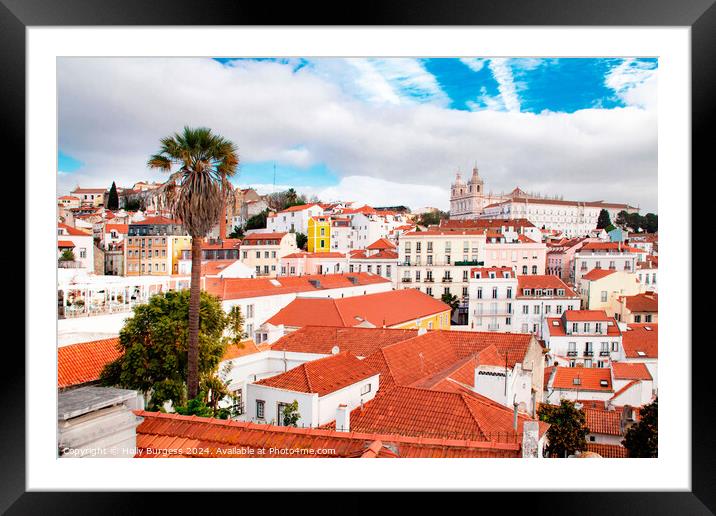 Roof tops leading to the center of Lisbon Portugal  Framed Mounted Print by Holly Burgess