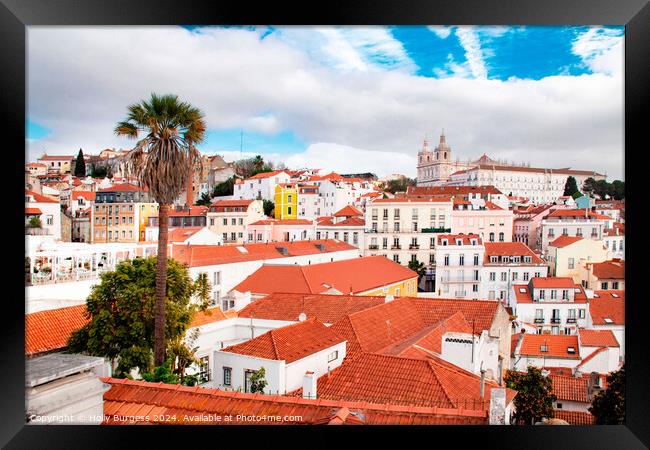 Roof tops leading to the center of Lisbon Portugal  Framed Print by Holly Burgess