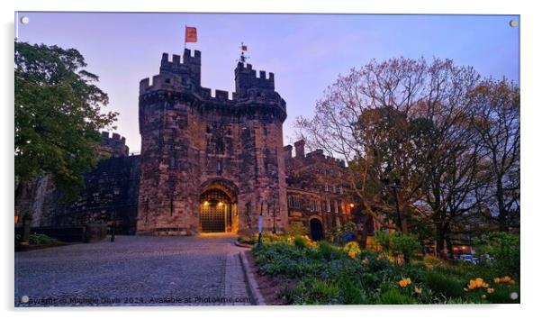 Lancaster Castle Twilight Acrylic by Michele Davis