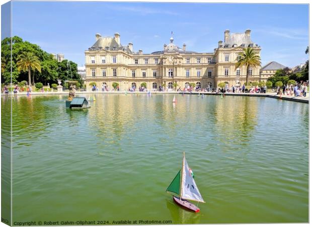 A toy sailboat in the Luxembourg Garden pond, Pari Canvas Print by Robert Galvin-Oliphant