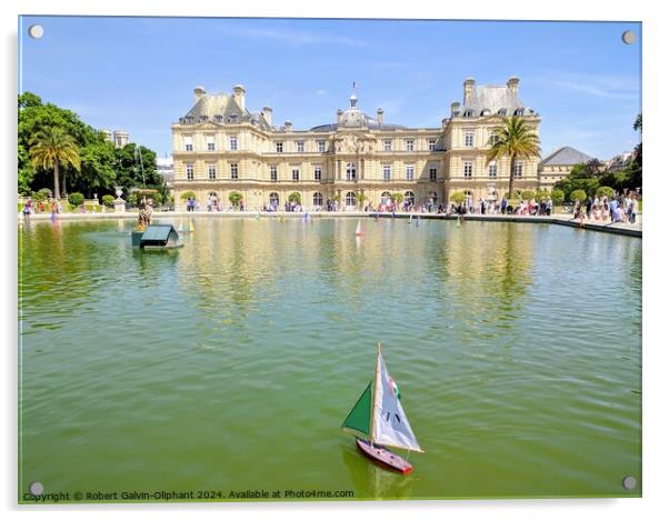 A toy sailboat in the Luxembourg Garden pond, Pari Acrylic by Robert Galvin-Oliphant