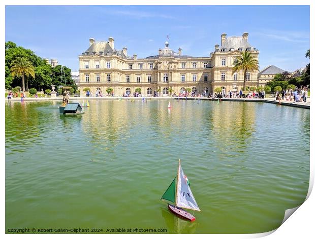 A toy sailboat in the Luxembourg Garden pond, Pari Print by Robert Galvin-Oliphant