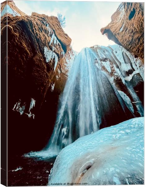 Inside a Waterfall Iceland Canvas Print by Alice Rose Lenton