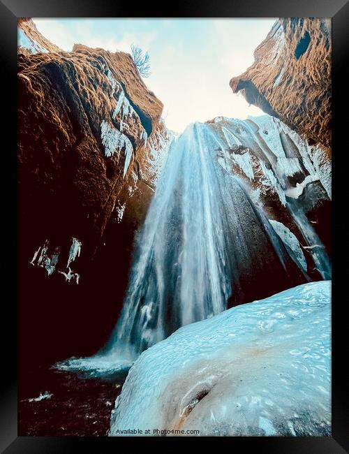 Inside a Waterfall Iceland Framed Print by Alice Rose
