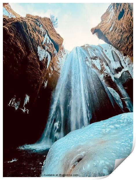Inside a Waterfall Iceland Print by Alice Rose Lenton