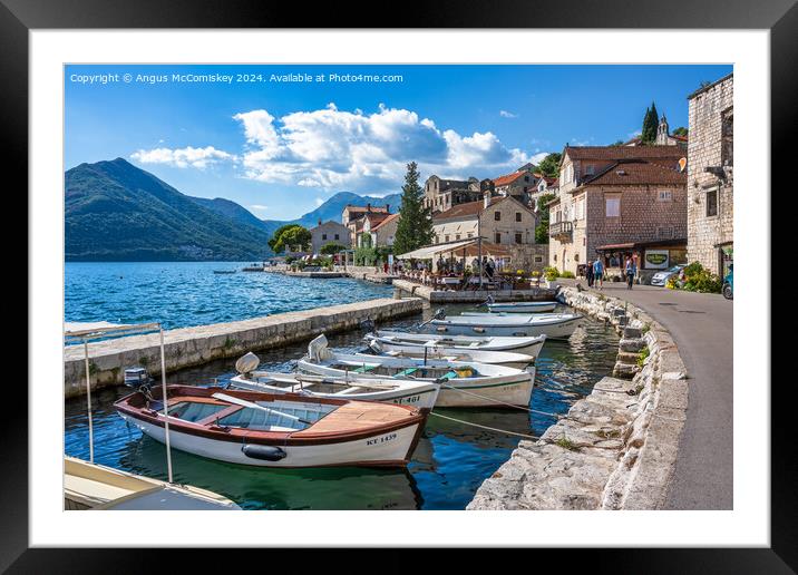 Waterfront at Perast on Bay of Kotor in Montenegro Framed Mounted Print by Angus McComiskey