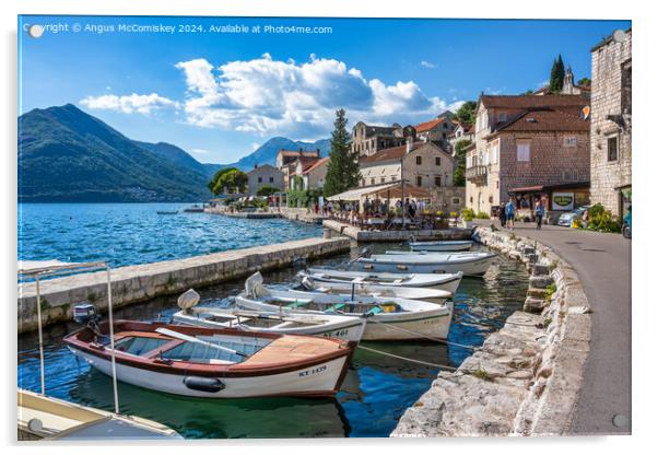 Waterfront at Perast on Bay of Kotor in Montenegro Acrylic by Angus McComiskey