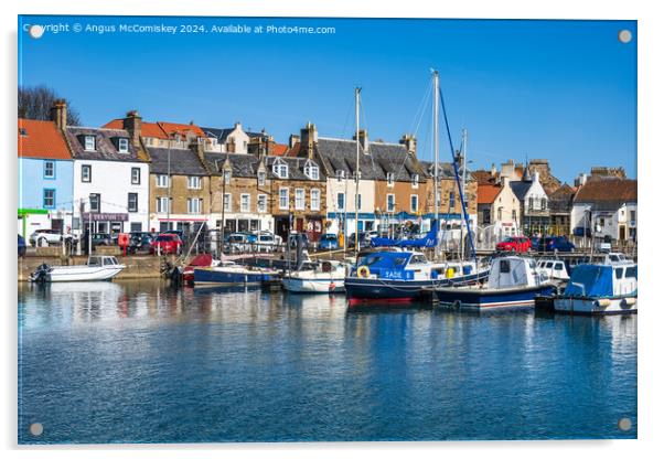 Boats moored in Anstruther harbour in Fife Acrylic by Angus McComiskey
