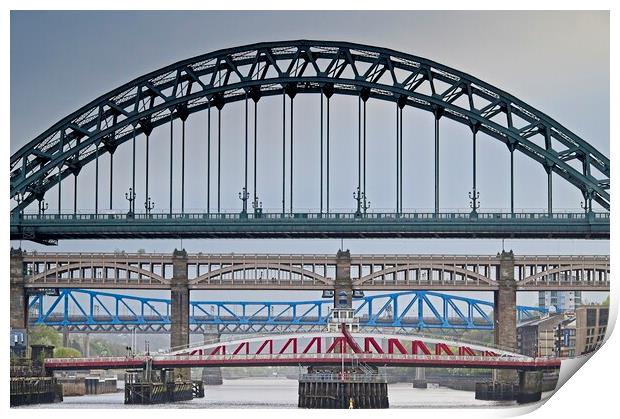 Newcastle upon Tyne Bridges Print by Martyn Arnold
