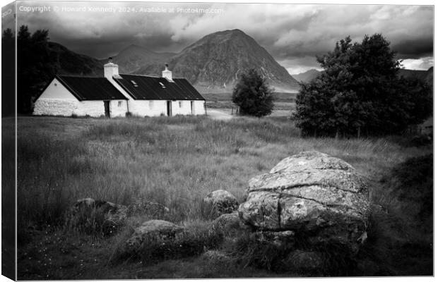 Black Rock Cottage and Buachaille Etive Mor in Glencoe, Scotland Canvas Print by Howard Kennedy