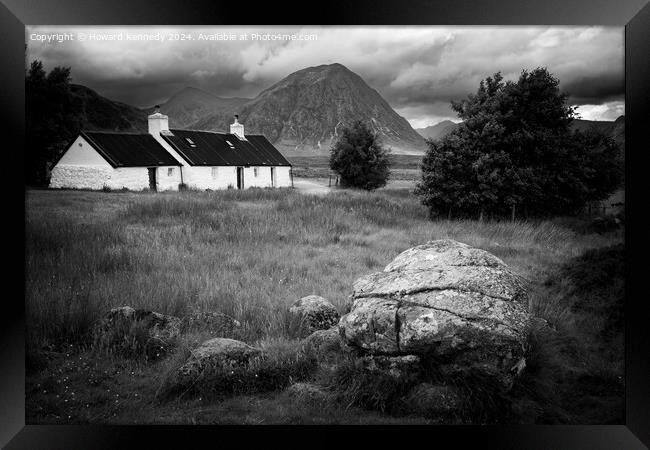 Black Rock Cottage and Buachaille Etive Mor in Glencoe, Scotland Framed Print by Howard Kennedy