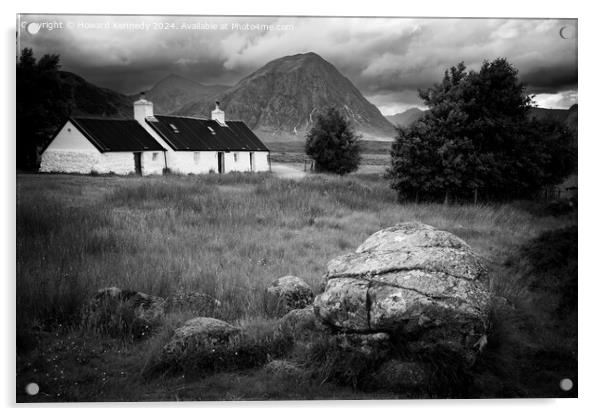 Black Rock Cottage and Buachaille Etive Mor in Glencoe, Scotland Acrylic by Howard Kennedy