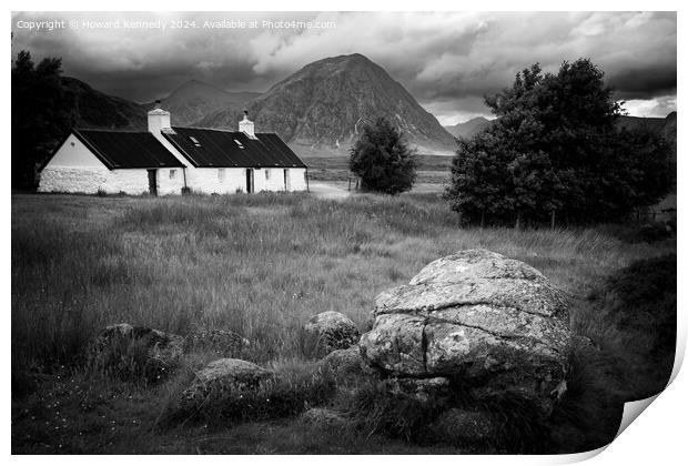Black Rock Cottage and Buachaille Etive Mor in Glencoe, Scotland Print by Howard Kennedy