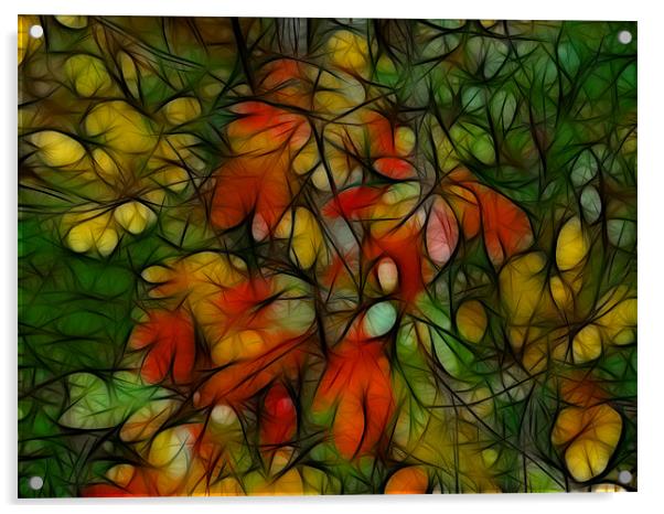 Autumn Abstract Acrylic by Kathleen Stephens