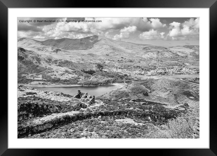 Llanberis from Dinorwic Slate Quarry Snowdonia mon Framed Mounted Print by Pearl Bucknall