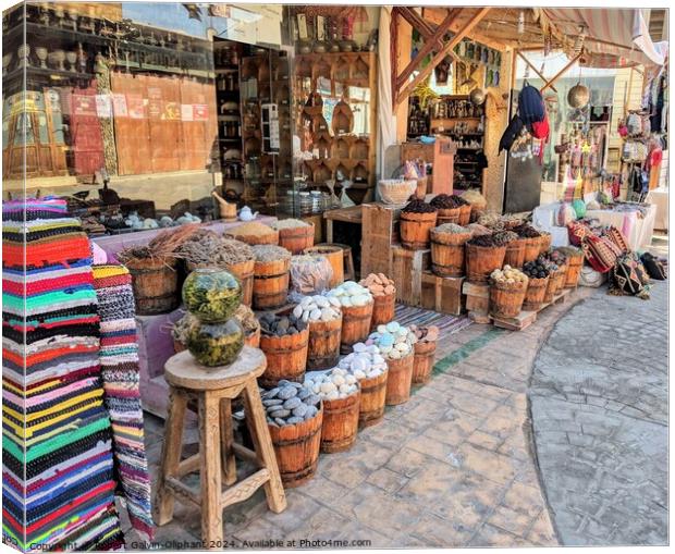 Street spice market in Egypt  Canvas Print by Robert Galvin-Oliphant