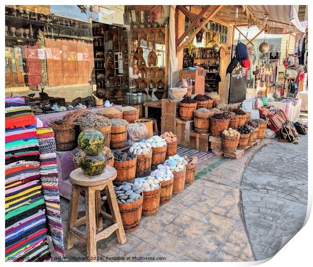 Street spice market in Egypt  Print by Robert Galvin-Oliphant