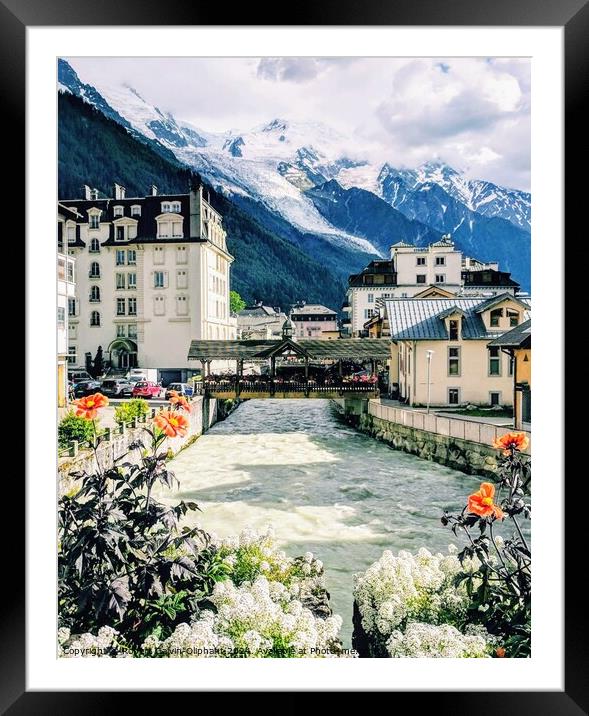 Flowers, Alps, and river  Framed Mounted Print by Robert Galvin-Oliphant