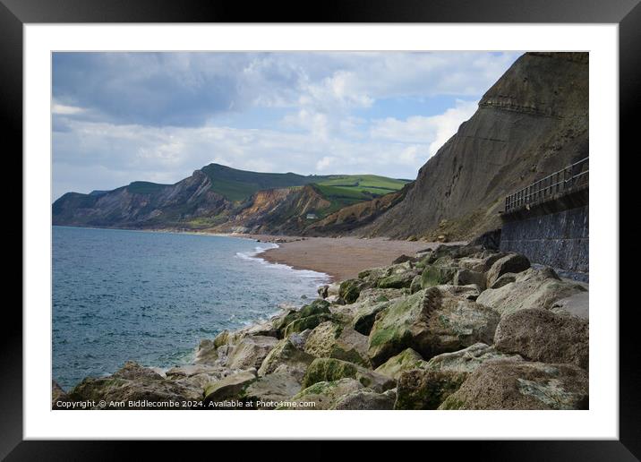Looking towards Eype from Westbay Framed Mounted Print by Ann Biddlecombe