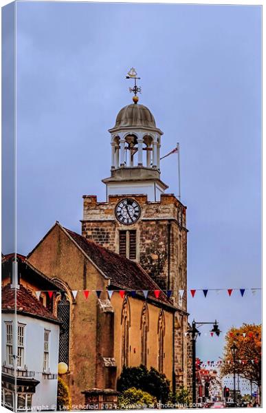 St Thomas's bell tower Lymington  Canvas Print by Les Schofield