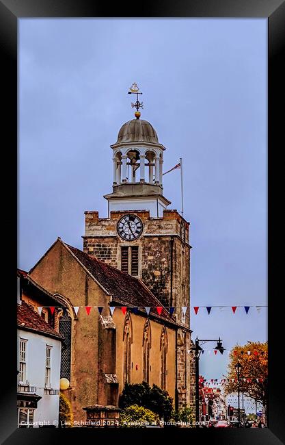 St Thomas's bell tower Lymington  Framed Print by Les Schofield
