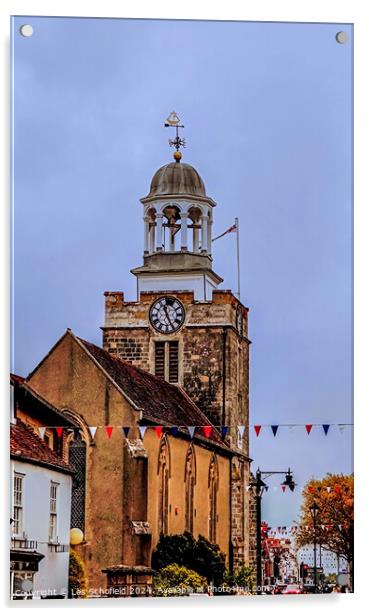 St Thomas's bell tower Lymington  Acrylic by Les Schofield