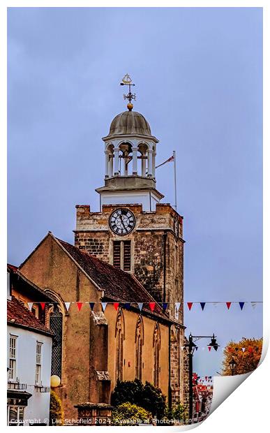 St Thomas's bell tower Lymington  Print by Les Schofield
