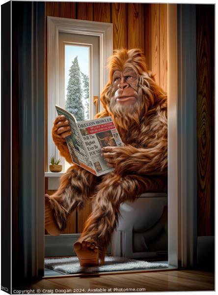 Bigfoot on the Toilet Canvas Print by Craig Doogan