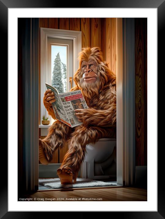 Bigfoot on the Toilet Framed Mounted Print by Craig Doogan