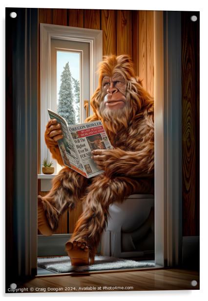 Bigfoot on the Toilet Acrylic by Craig Doogan