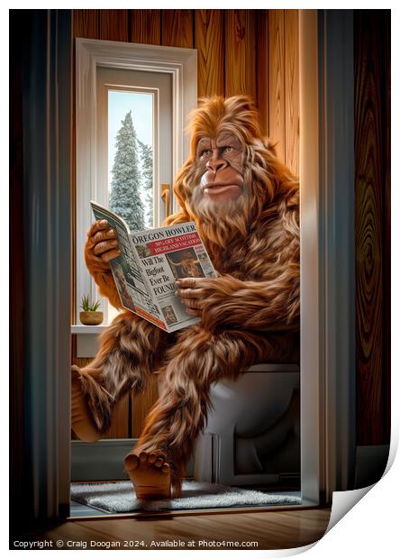 Bigfoot on the Toilet Print by Craig Doogan