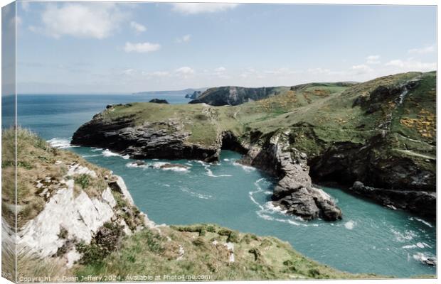 Tintagel Coastline Canvas Print by Dean Jeffery