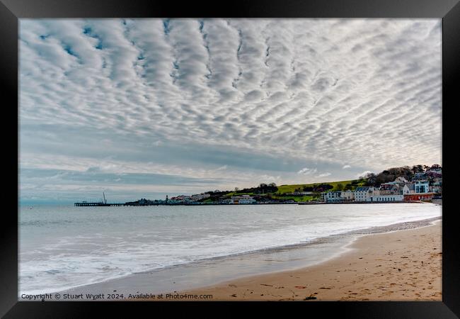 Swanage Beach and Mackerel Sky Framed Print by Stuart Wyatt