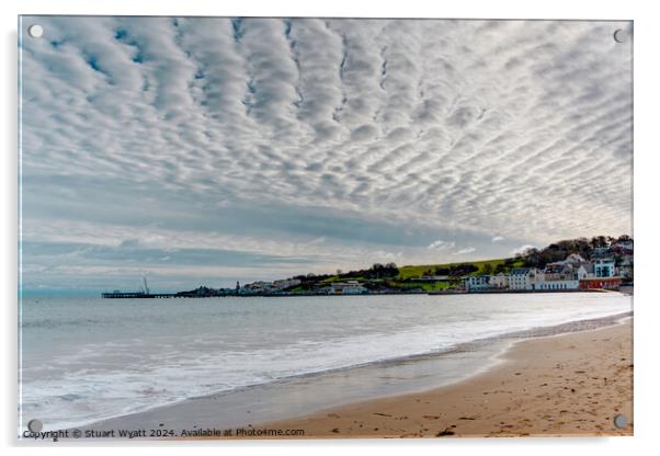 Swanage Beach and Mackerel Sky Acrylic by Stuart Wyatt