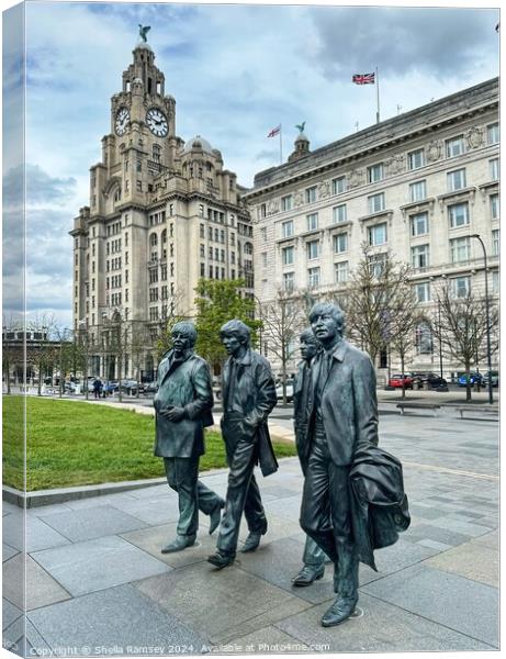 The Beatles Statue Canvas Print by Sheila Ramsey