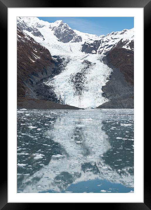 Tidewater Glacier reflected in the calm waters of College Fjord, Alaska, USA Framed Mounted Print by Dave Collins