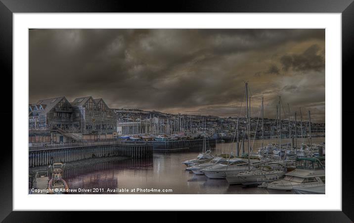 Stormy harbour Framed Mounted Print by Andrew Driver