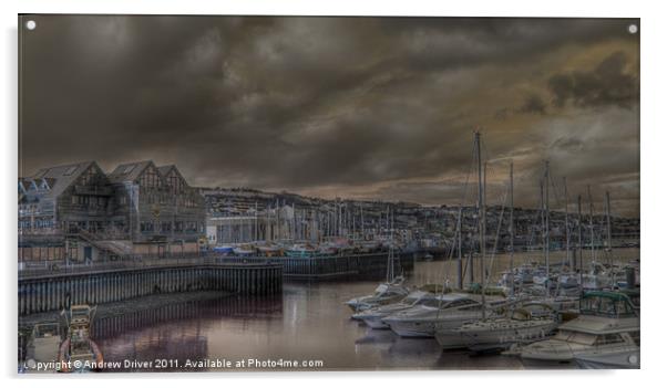 Stormy harbour Acrylic by Andrew Driver