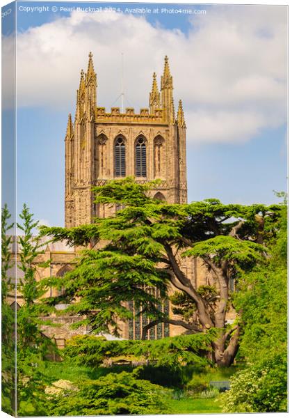 Hereford Cathedral Bell Tower Herefordshire Canvas Print by Pearl Bucknall