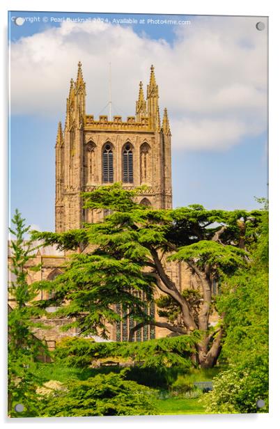 Hereford Cathedral Bell Tower Herefordshire Acrylic by Pearl Bucknall