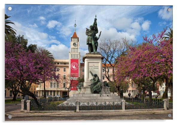 Marques Sa da Bandeira Statue in Lisbon Acrylic by Artur Bogacki