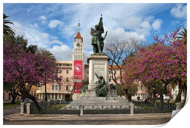 Marques Sa da Bandeira Statue in Lisbon Print by Artur Bogacki