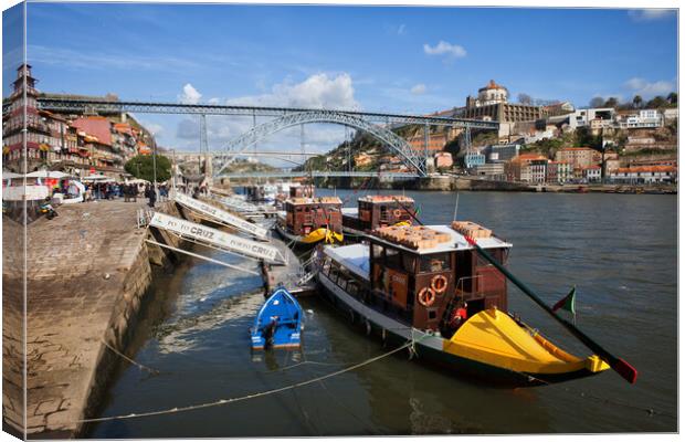 Tour Boats on Douro River in City of Porto Canvas Print by Artur Bogacki