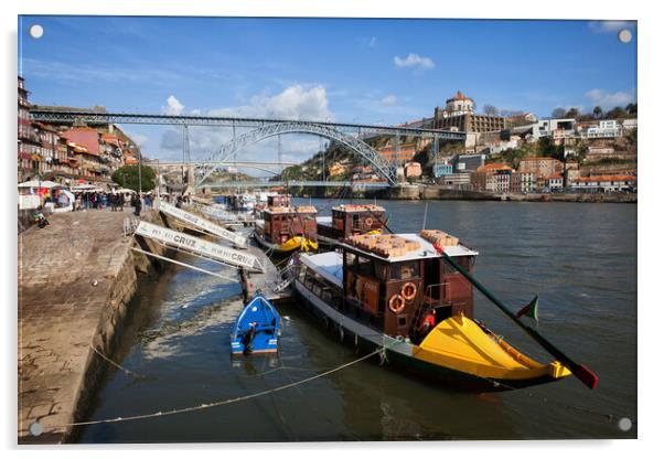 Tour Boats on Douro River in City of Porto Acrylic by Artur Bogacki