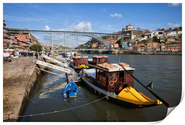 Tour Boats on Douro River in City of Porto Print by Artur Bogacki