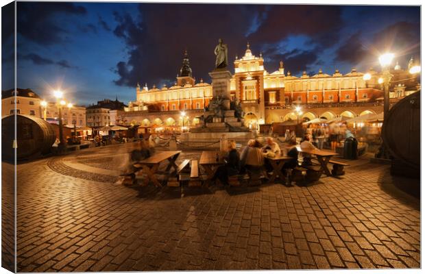 Krakow Main Square in Old Town by Night Canvas Print by Artur Bogacki