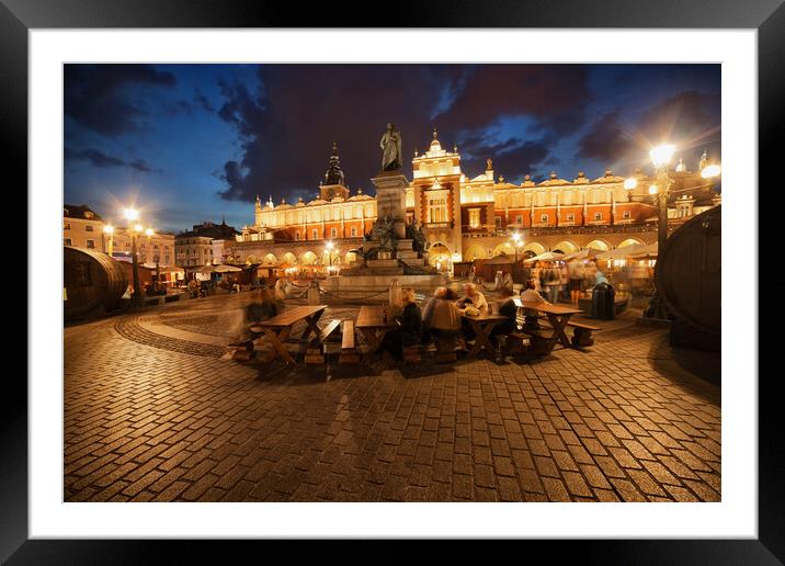 Krakow Main Square in Old Town by Night Framed Mounted Print by Artur Bogacki
