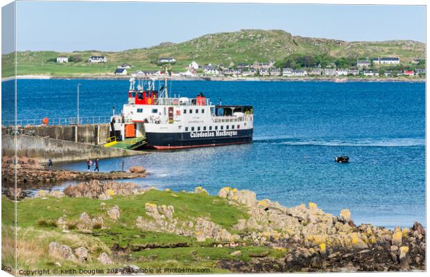 Calmac Ferry to Iona from Mull Canvas Print by Keith Douglas