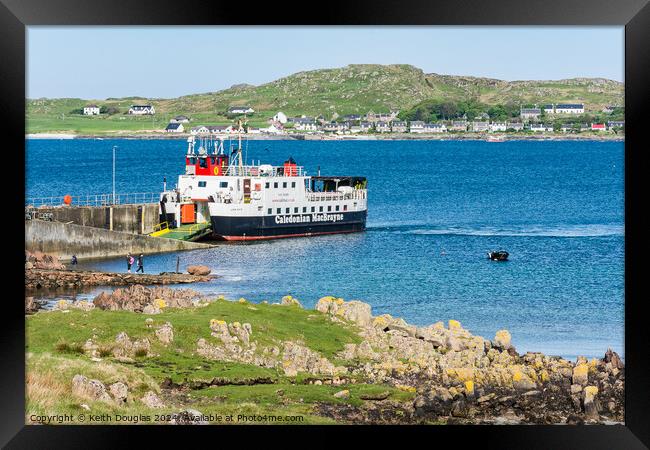 Calmac Ferry to Iona from Mull Framed Print by Keith Douglas